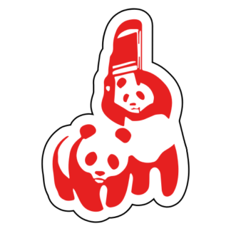 Funny Panda Fight Sticker (Red)